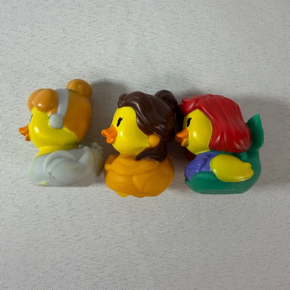 Disney Princess Rubber Duck Set Cinderella Belle Ariel Bath Toy Collectibles 3pk
